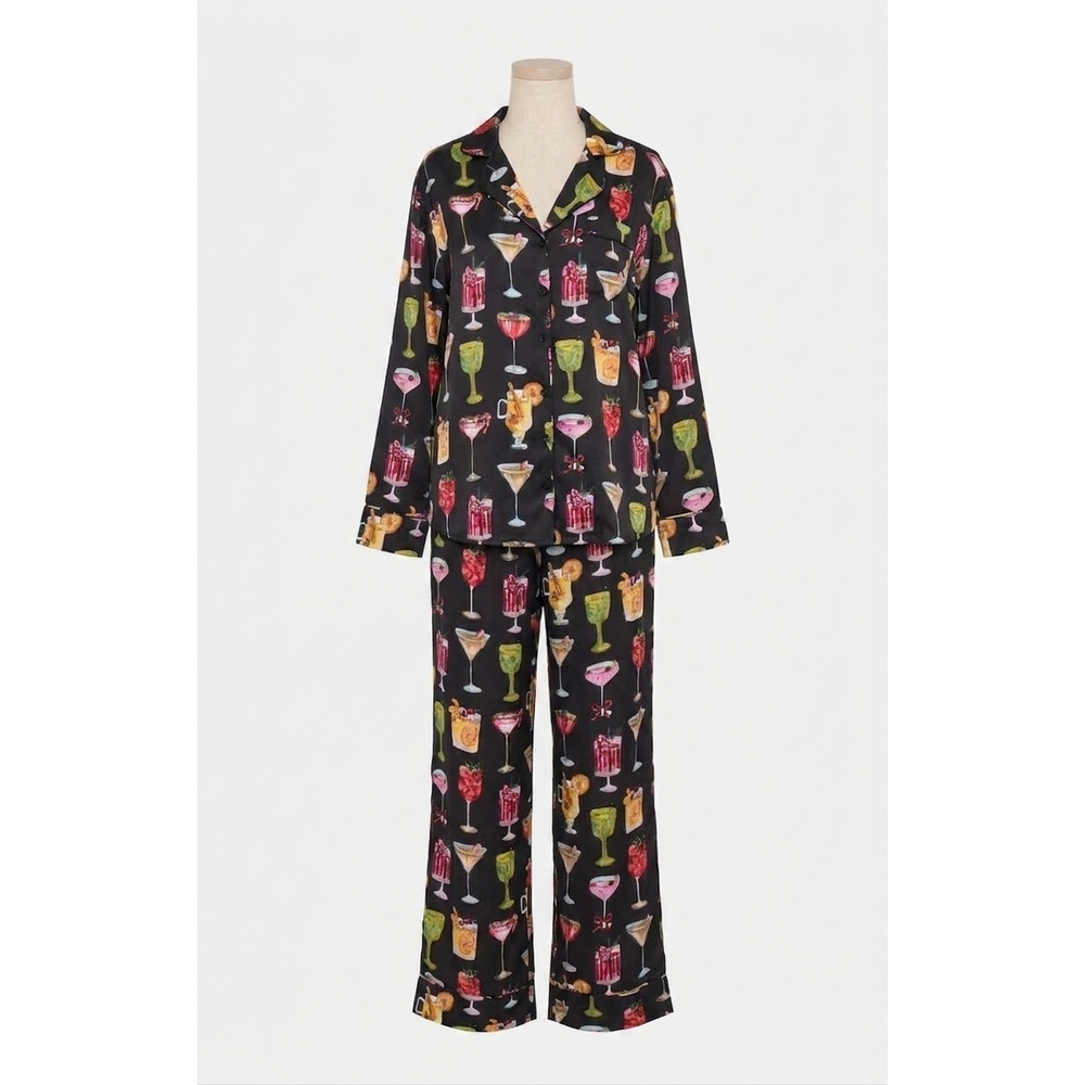 NEW SHOW ME YOUR MUMU silky classic pajama set in holiday cocktails